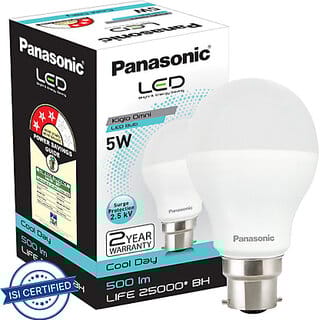Panasonic 5 W Basic Round B22 LED Bulb  (White)