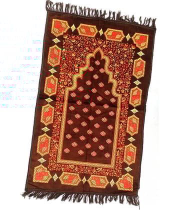 ALRAZA LOOMS Brown Single Anti-skid Velvet Prayer Mat ( 110 X 70 cm )