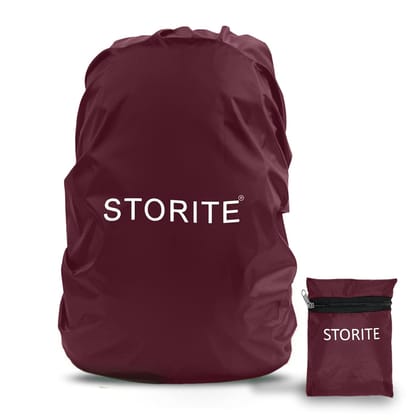 Storite Dust & Rain Cover For Standard Backpack With Pouch, Waterproof Dustproof Rain Cover Bag Elastic Adjustable For School, College,Office, Trekking Bags (30L-35L,Maroon)