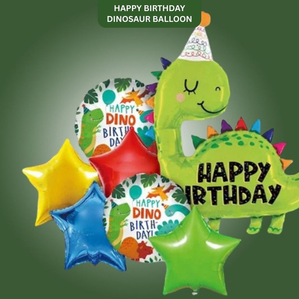 Happy Birthday Dinosaur Balloon Set of 7PC ( w/ Helium Gas ) - Party and Festive Needs | Buy online on ZillyBuy
