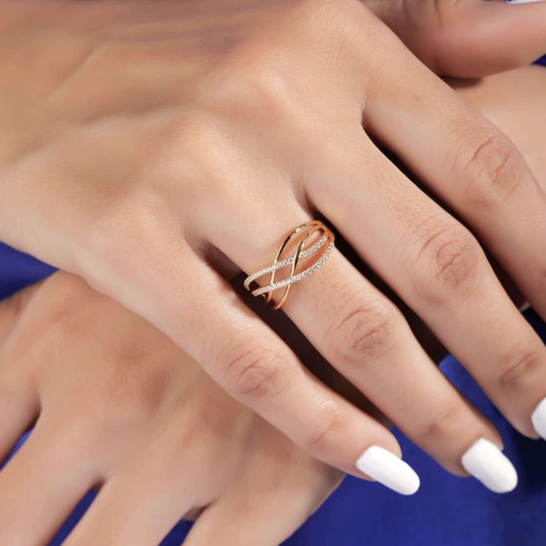 Voemi Silver Moissanite Ring for Women | 22KT Gold Vermeil-12 / Yellow Gold