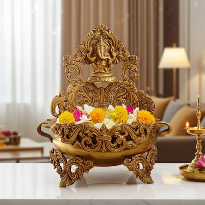Brass Flower Urli - Elegant Handcrafted Bowl, Diameter : 8 Inch (BSMAS1212 A)