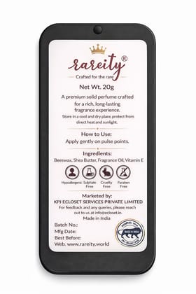 Rareity Solid Perfume – Mahogany Shea Fragrance | Warm Woody Long Lasting Balm Perfume | Pocket Perfume | Alcohol-Free | 20g| Travel-Friendly