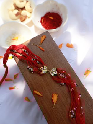 Seerat Red Kundan Rakhi-Red