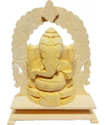 JDS PUJA ARTICLES Swetherka Ganesh (S:2) Wood Ganesha Idol 13 x 10 cms Pack of 1