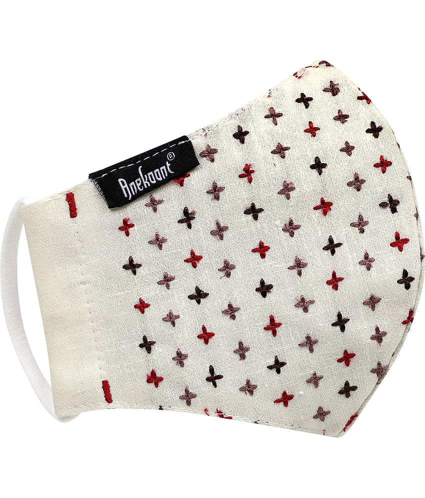 Anekaant - Cream Cotton Mask ( Pack of 1 )
