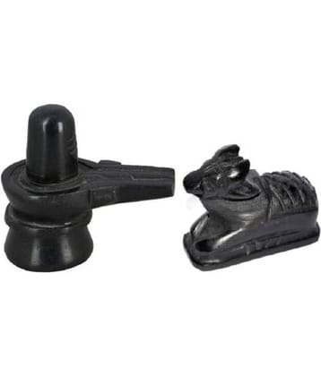 Astrodidi Black Marble Shivling And Nandi Ji (Small Size) Decorative Showpiece