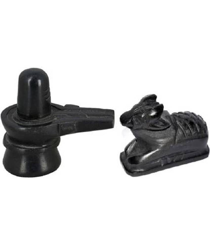 Astrodidi Black Marble Shivling And Nandi Ji (Small Size) Decorative Showpiece
