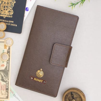 PERSONALISED TRAVEL WALLET - BROWN-Brown