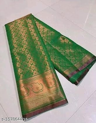 Women Copper Zari Brocade 6 mtr Traditional Saree with Blouse