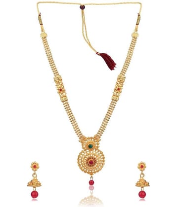 Darshini Designs Golden Alloy Necklace Set ( Pack of 1 )