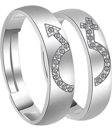 SILVERSHINE,silver plated attractive antique design with diamond adjustable couple ring for men and women.