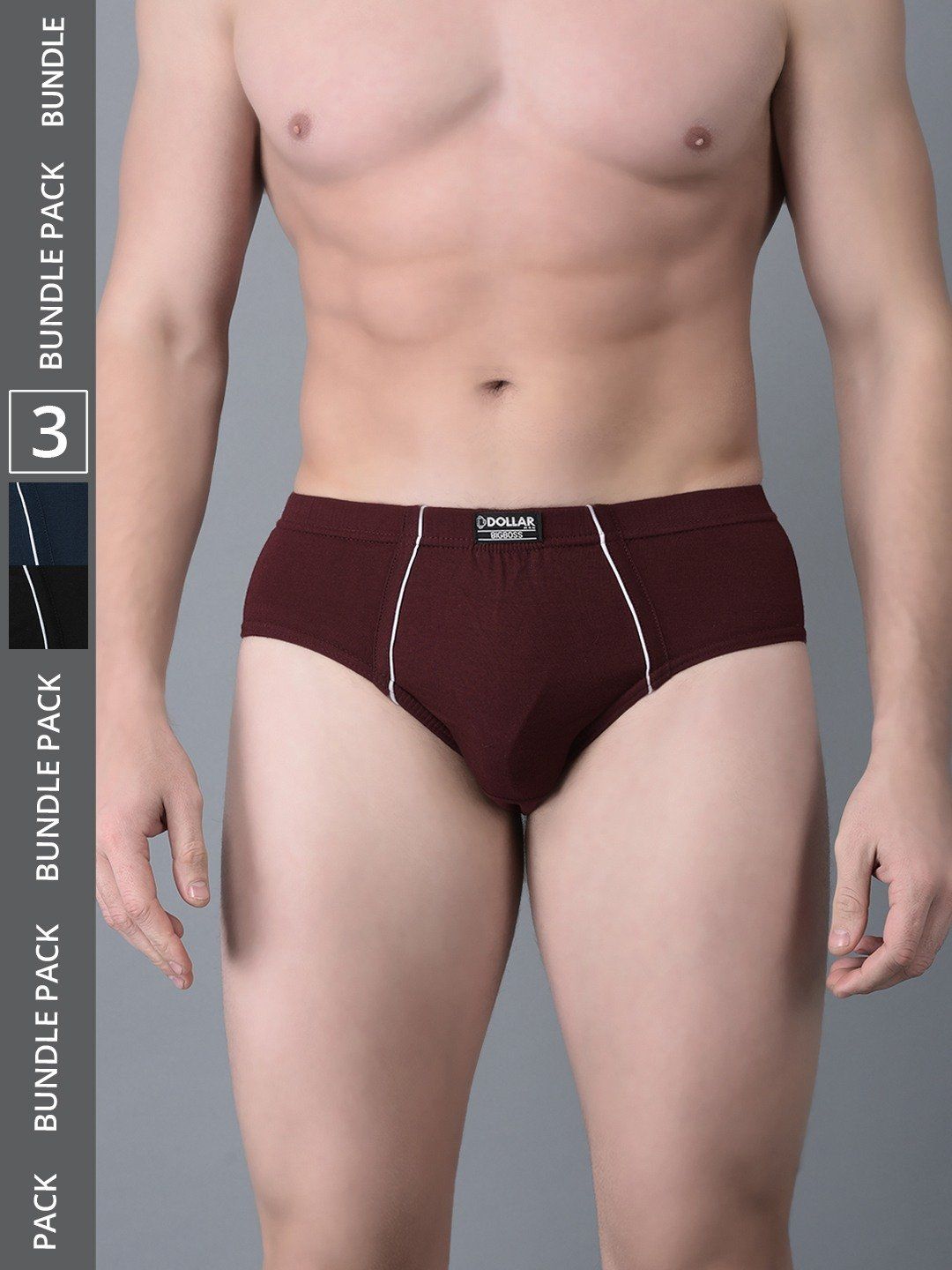 Men's Assorted Pack of 3 Combed Cotton Solid Brief With Anti-Microbial Odour Control