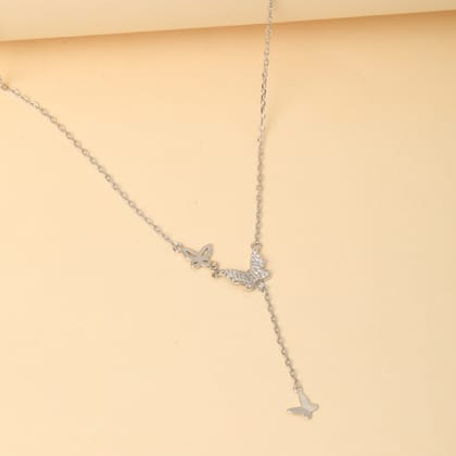 Sterling Silver Butterfly Pendant Chain Necklace for Women | Dainty Layered Drop Design | 925 Silver Jewelry
