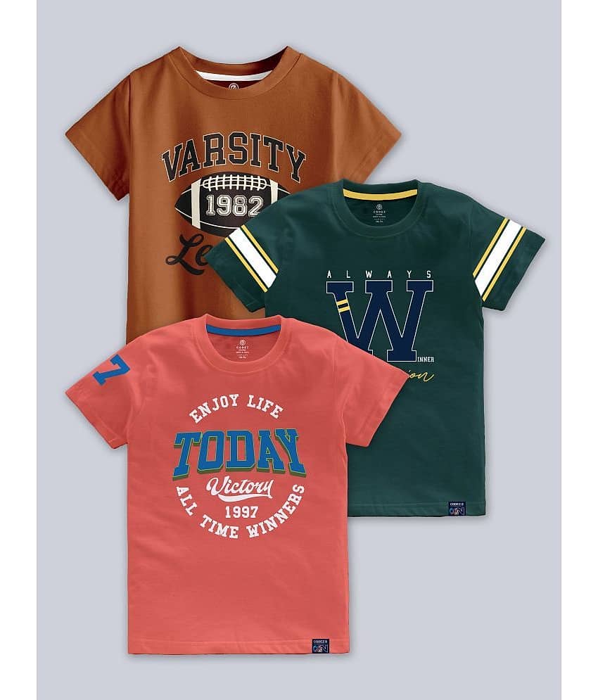 CODEZ Pack of 3 Boys Cotton Blend T-Shirt ( Multicolor )