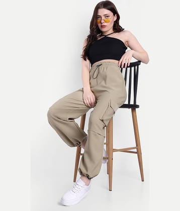 Broadstar Pack of 1 Polyester Baggy Women's Cargo Pants ( Cream )