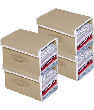 Sh Nasima Stackable Non Woven Shirt Organizer with Cover Lid- (Grey) - Pack of 4