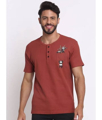 SelFusion Pack of 1 100% Cotton Regular Fit Men's T-Shirt ( Rust )