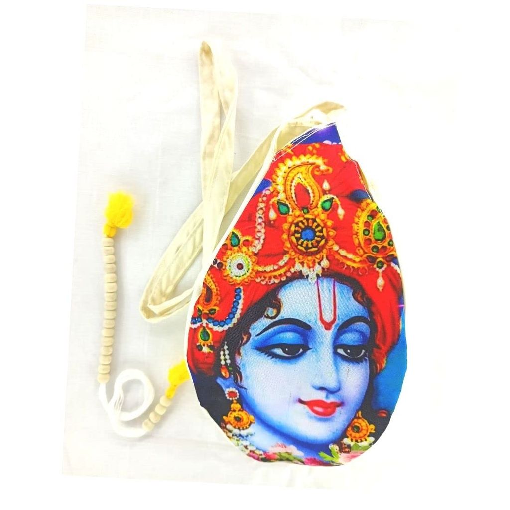 MAYAPURI Krishna Printed Chanting Bag/Beads Bag or Japa Bag with Sakshi Mala Counter - Pooja Needs | Buy online on ZillyBuy