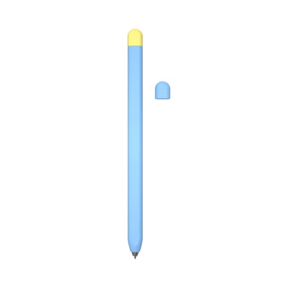 Valente Ultra-Thin Silicone Sleeve for Galaxy Tab Pencil - Compatible with S7/S8/S9 Series - Enhanced Grip, Protective Cover-Blue & Yellow