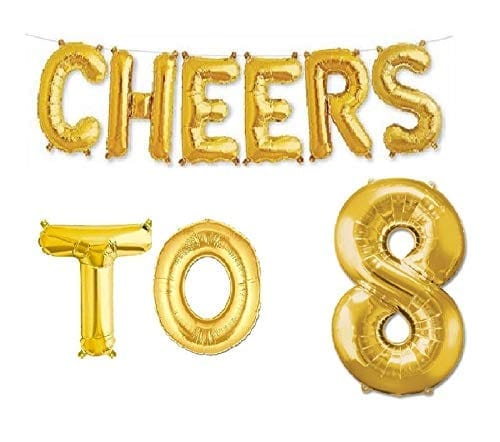 Cheers to Eight Foil Balloon Combo Number 8 Foil Balloon for Birthday and Anniversary