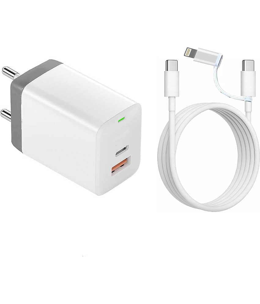 Avista True All in One 120W 8.1Amp USB+ Type-C Dual Charging with 2 in 1 Convertible Cable USB-C to USB-C & iPhone