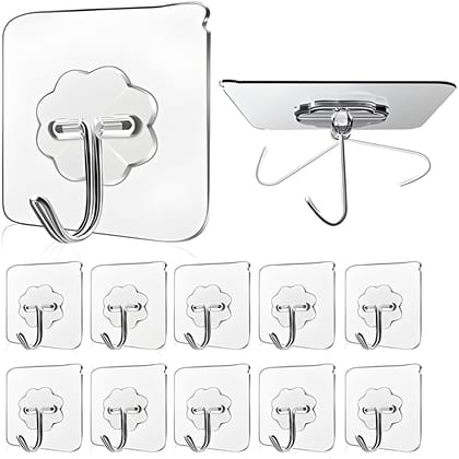 Wall Hooks for Hanging Strong, Adhesive Hooks for Wall Heavy Duty, Wall hangings, Kitchen Accessories Items, Sticky Photo Frame Hangers (Pack of 20, Wall Hook)