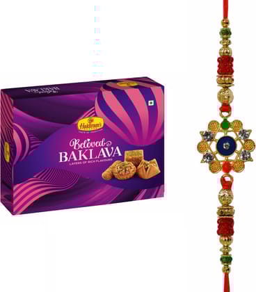 Haldiram's Nagpur Assorted Baklava 300g with Rakhi Assorted Gift Box (Multicolor)