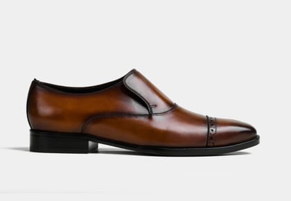 COSMIN | MEN LEATHER SLIPON IN BROWN (Sale)-UK 5