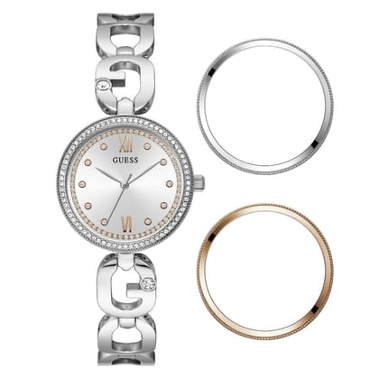 Guess Women 30 mm Silver Dial Analog Watch- GW0693L1-Silver