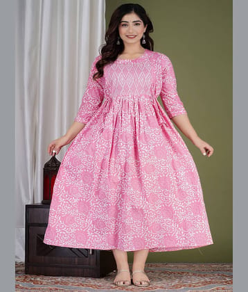 Nevisha Style Pink Cotton Maternity Kurta Single