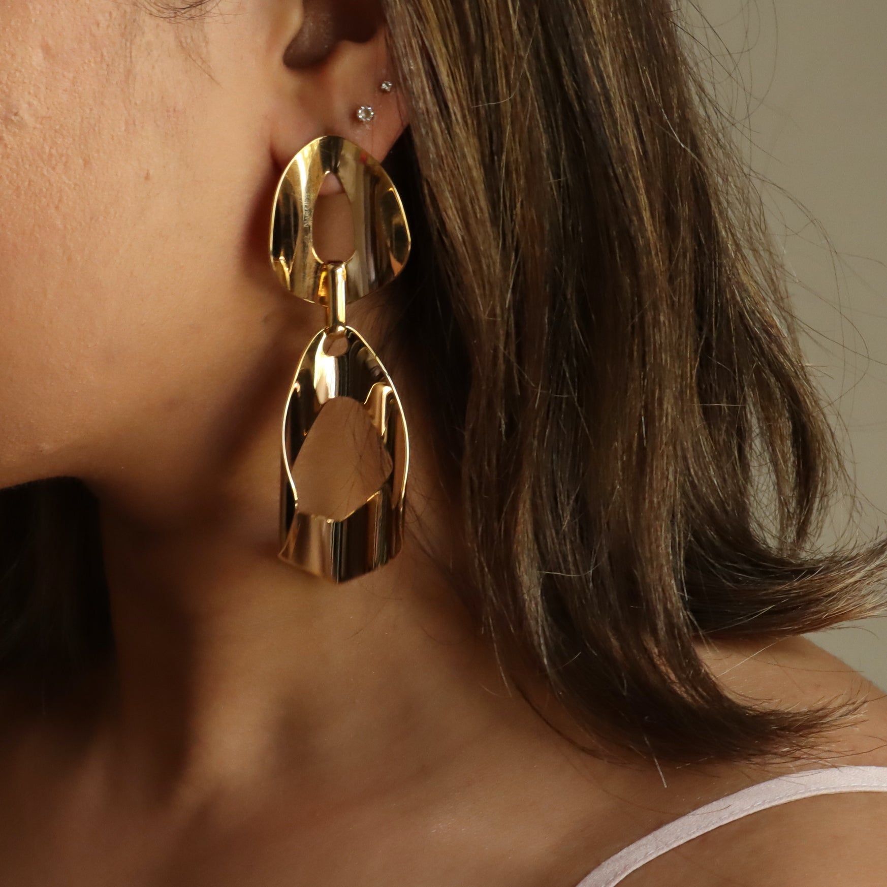 Milan at Night Big Geometric 18K Gold Plated Earrings