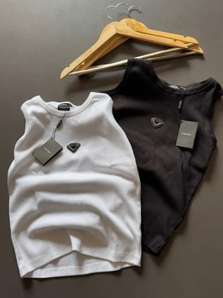 Prada Ribbed Knit Jersey Tank Top