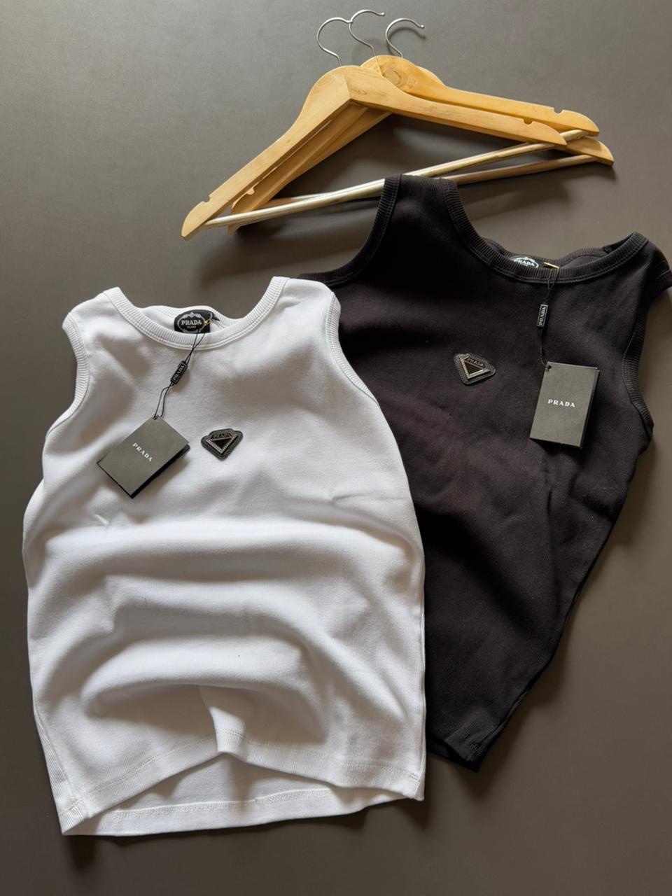 Prada Ribbed Knit Jersey Tank Top