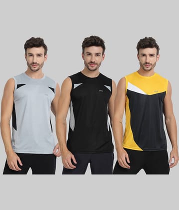 FTX Pack of 3 Polyester Gym Vest For Men ( Rough Red )