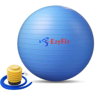 EZYFIT Anti-Burst Rubber Gym Ball with Free Foot Pump | Round Shape Swiss Ball for Exercise, Workout, Yoga, Pregnancy, Birthing, Balance and Stability