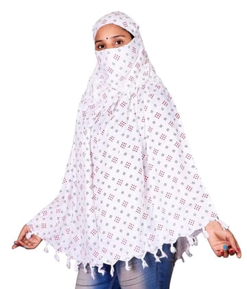 Shiv Textiles Women's Pure Cotton Summer Scarf White Printed Design Soft Breathable Neck Wrap Headscarf Lightweight Sun Protection Stole Daily Wear Fashion Accessory