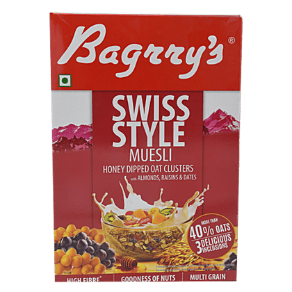 Bagrry'S Crunchy Muesli Swiss Style - With Almonds, Raisins & Dates, 500 g Carton