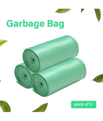 Premium Garbage Bags Medium Size | 19x21 Inches (48cm x 53cm) Bin Bag | Pack Of 3 Rolls | Dustbin Bag/Trash Bags for Home, Kitchen & Office | Pouch Packing | Green Color, 90 Bags