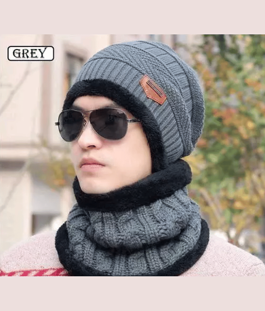 Infispace Grey Cotton Men's Cap ( Pack of 1 )