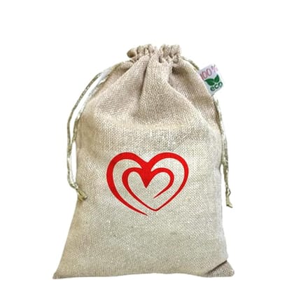 Ivarian - Potlis for return gifts, jute potli bags, Drawstring Potli pouches (13x18cms, Heart, Set of 25)