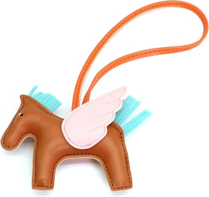 Questsole Vegan Leather Horse Bag Charm-Brown