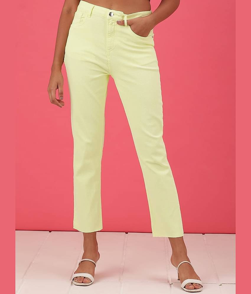 Freehand - Yellow Cotton Blend Straight Fit Women's Jeans ( Pack of 1 )