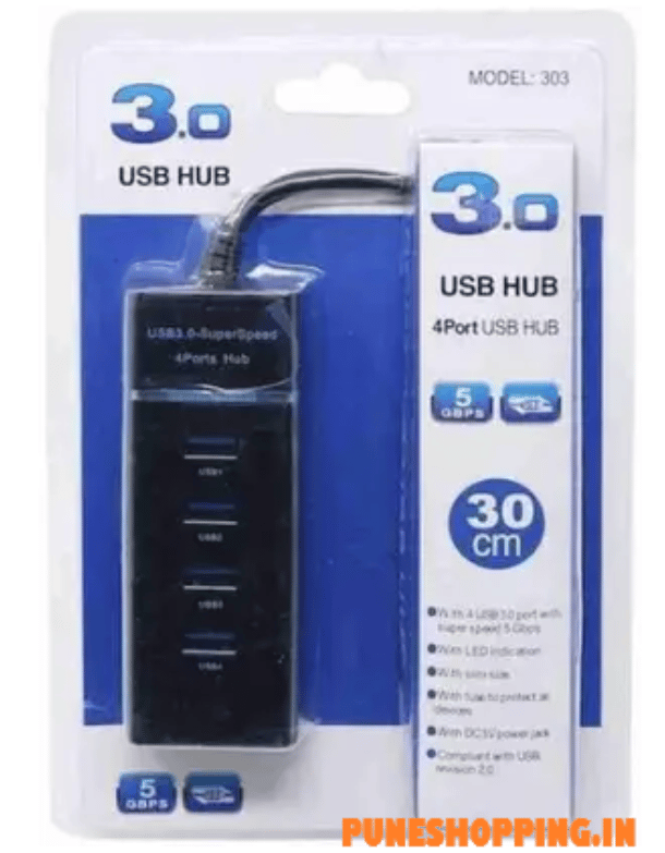 TERABYTE 4 Port USB HUB SuperSpeed 3.0 Portable Mini-Hub For Pendrive, Mouse, Keyboards, Camera, Mobile, Tablet, PC, Laptop, TV Etc ( USB Hub (Black)4-Port USB Hub