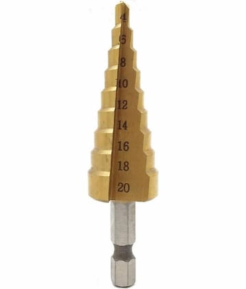 HSS High Speed Steel Drill dit Set Titanium Step Drill Bit Set Drill Bit for Metal 20 mm Hex Shank Drive Kit for Woodworking, Metal Sheet 4-20mm