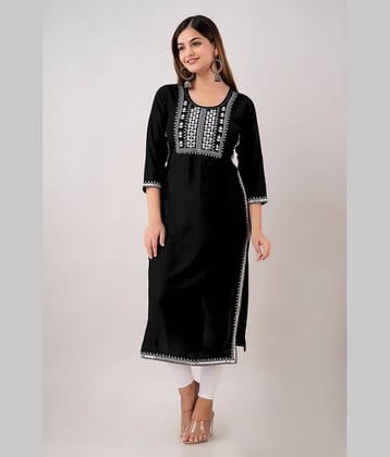 Kapadia - Black Rayon Women's Straight Kurti ( Pack of 1 )