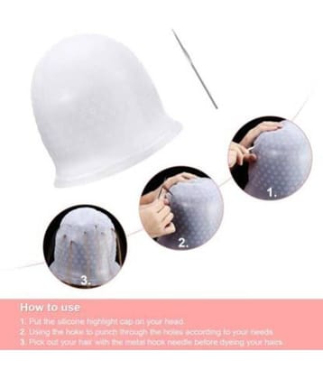 Lenon Silicone Reusable Hair Colouring Bleaching Cap With Hook Hair Set 1