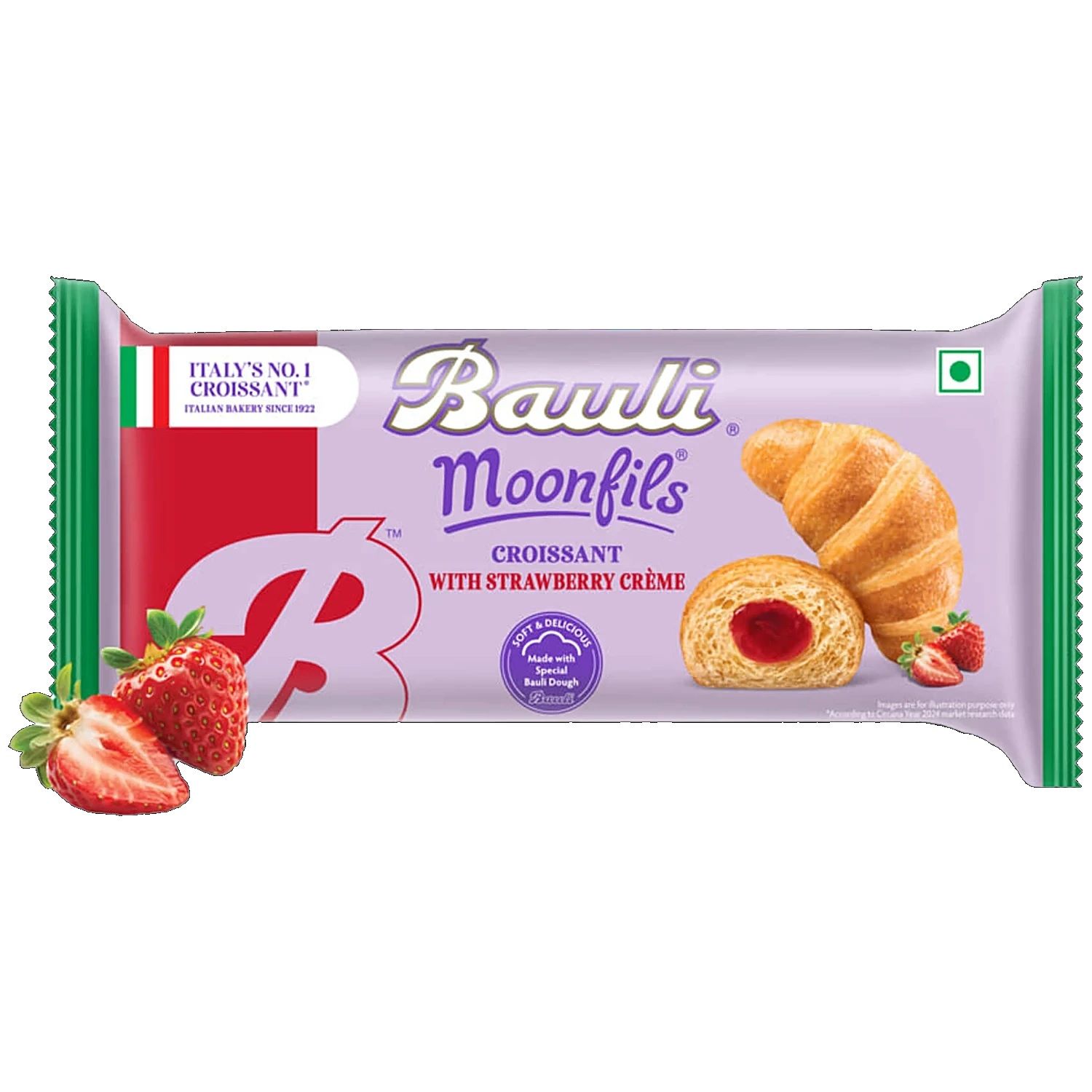 Bauli Moonfils Croissant - Strawberry Creme, 100% Veg, 45 g