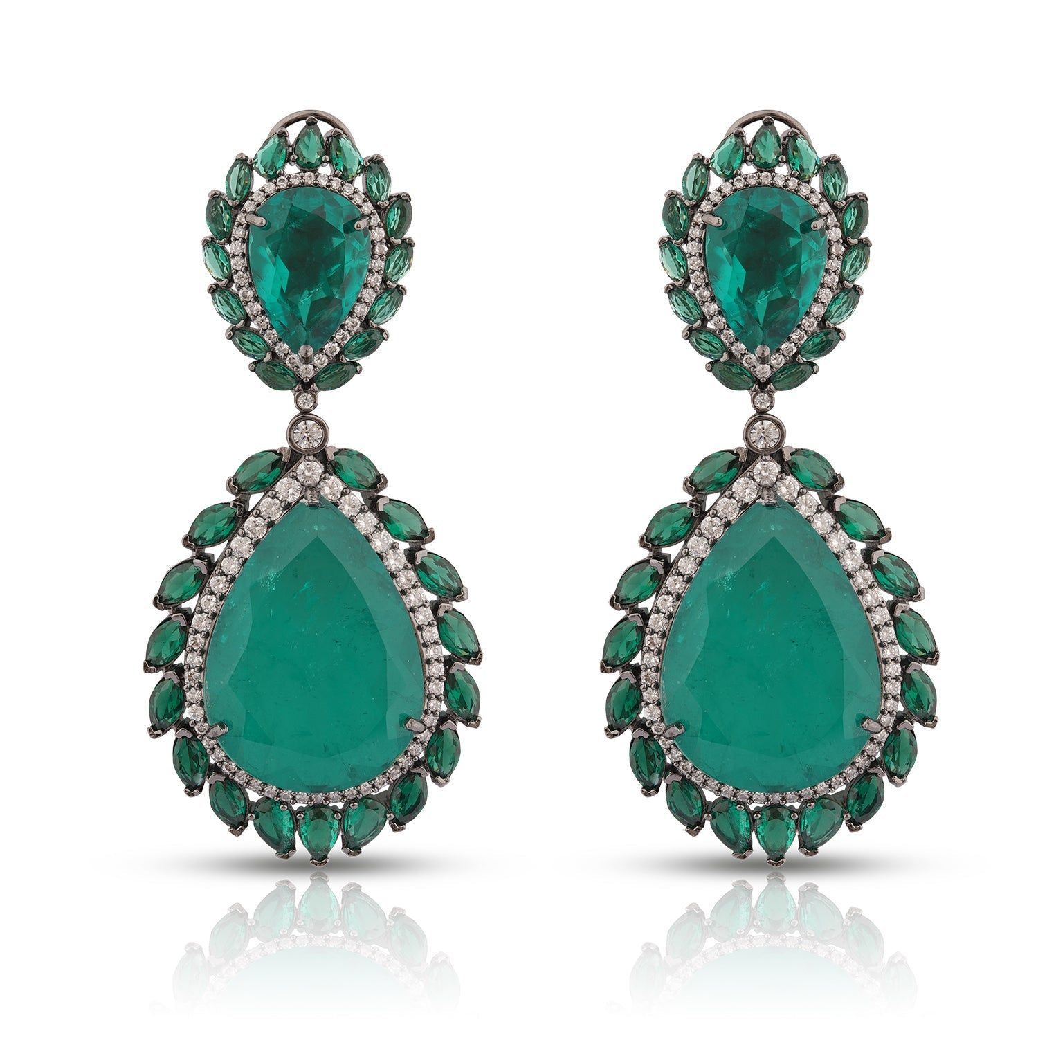 Lacey - Green Doublet Earrings-Green