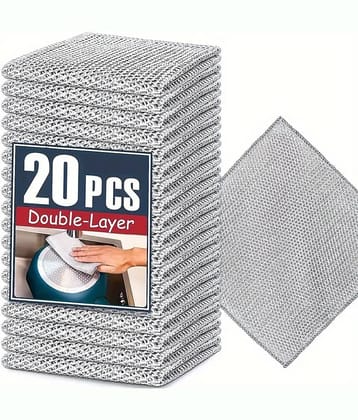 Lenon 20 Pcs Double-Layer Stainless Steel Regular Scrub
